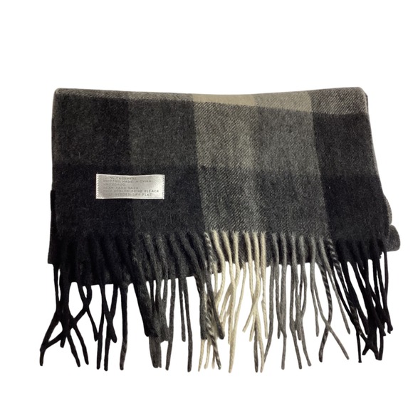 Accessories - Cashmere Scarf Gray‎ Charcoal Beige Plaid Warm Winter Soft Fringe Shawl Unisex